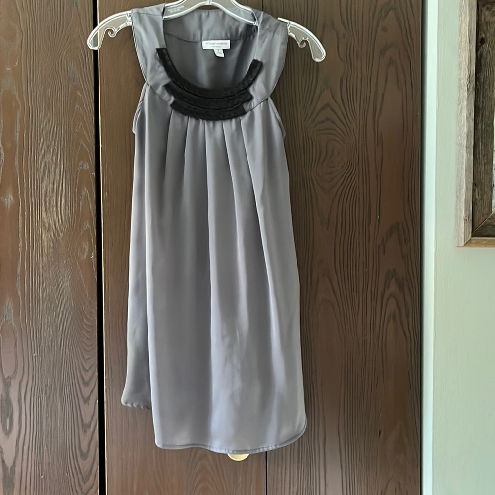 Liz Lange gray, silky feel fabric, maternity dress. Size Small